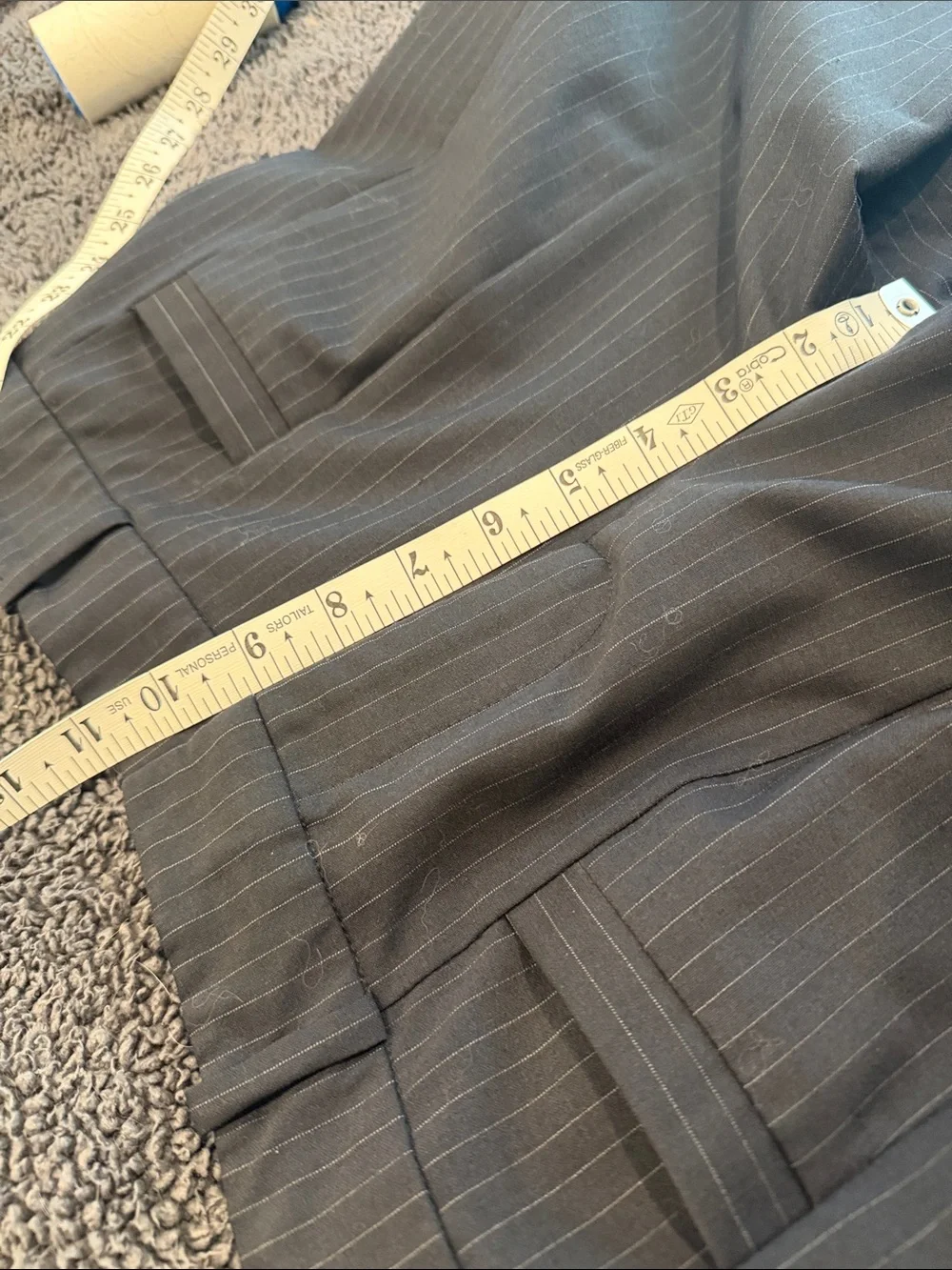 Ba&sh Navy Blue Pinstipe Trousers EUC size 4 - Picture 9 of 11